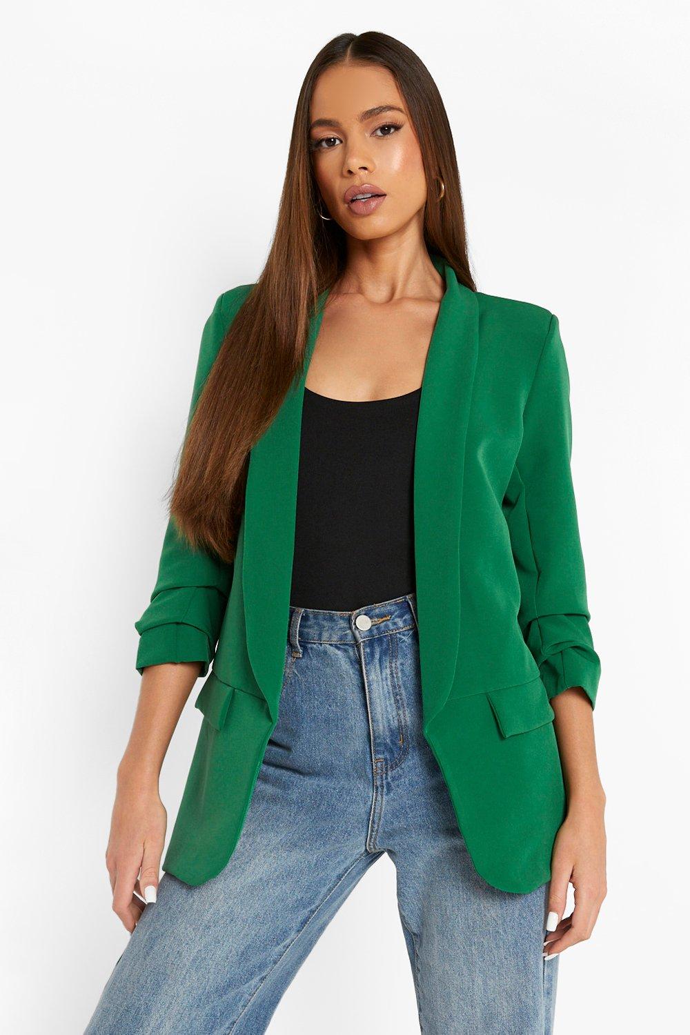 Boohoo ruched sales sleeve blazer